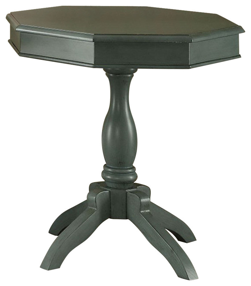 Iliana Transitional Octagon Accent Table, Antique Teal