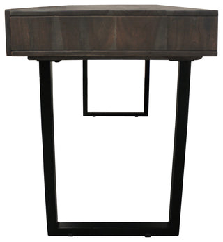 Grady Solid Wood 3 Drawer Desk in Gray Wash with Iron Base