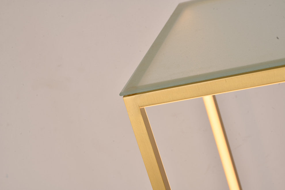 Aluminum LED Side Table With Glass Top, Gold