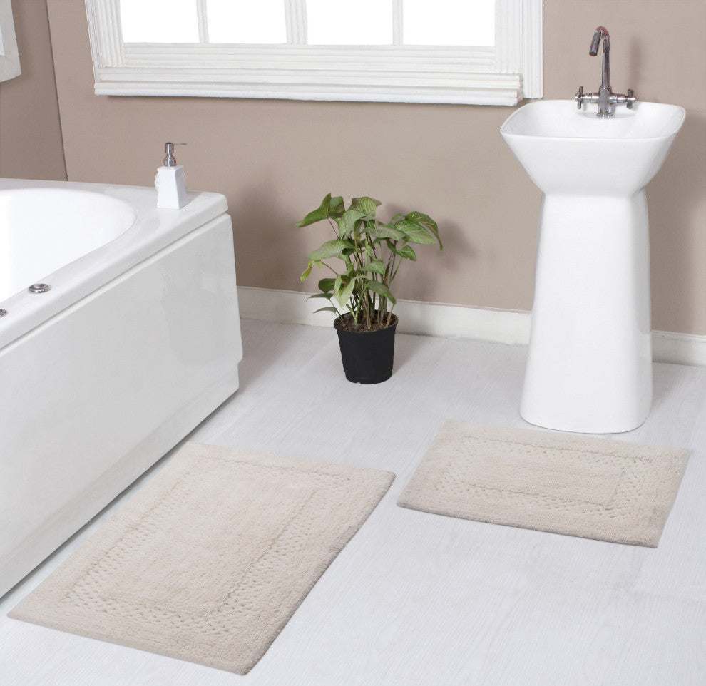 Classy Bath Rugs Set, 2 Piece Set, Ivory