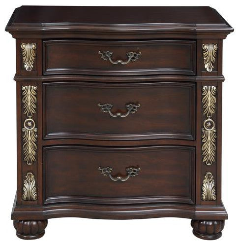 Furniture Maximus Solid Wood 3-Drawer Nightstand in Madeira