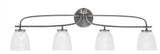 Cavella 4 Light Bath Bar, Graphite Finish, 5" Clear Ribbed Glass