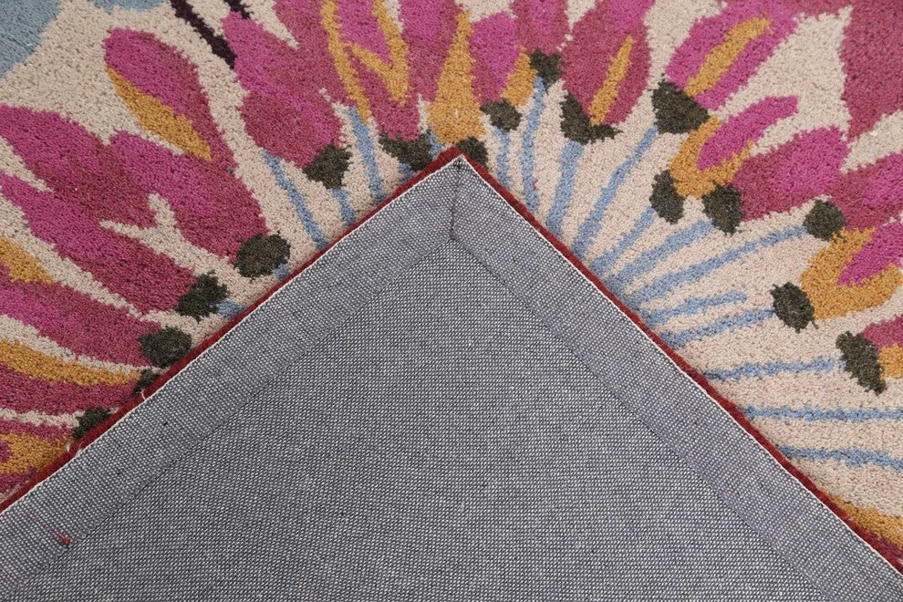 Floral Hand Tufted Oriental Oushak Transitional Area Rug, Pink, 10x13