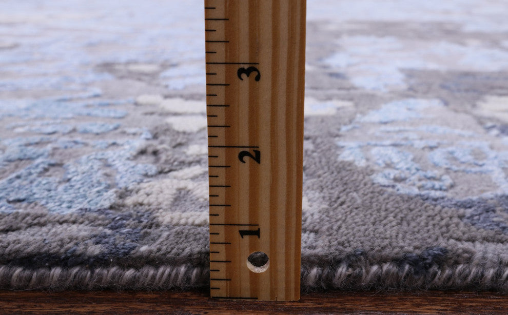 8' 9" X 12' 1" Wool and Silk Modern Handmade Rug Q7241