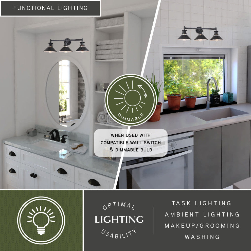 Canton 3 Light Vanity Black and Matte White