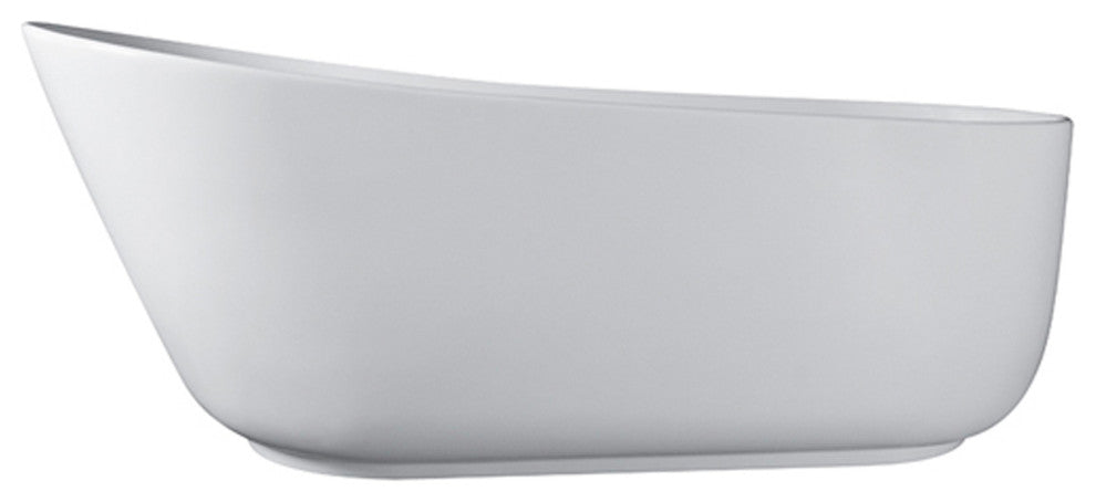 67 in. W Solid Surface Freestanding Flatbottom Soaking Bathtub in Matte White