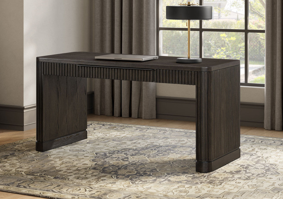 Contemporary Writing Desk, Wood Office Desk, Brown