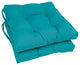 16" Solid Twill Square Tufted Chair Cushions, Set of 2, Aqua Blue