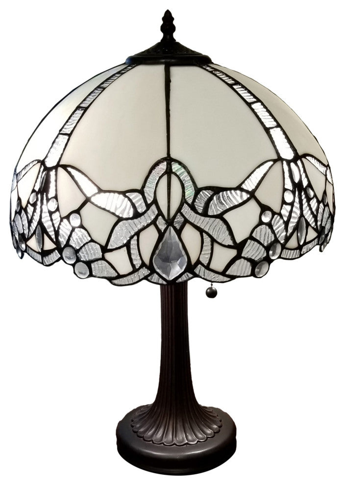 Amora Lighting AM241TL16B Tiffany Style Jeweled  White Table Lamp 24 In High