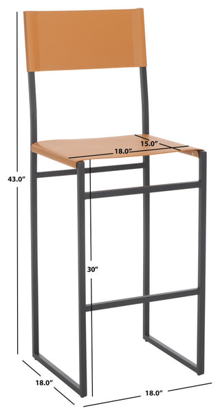 Safavieh Layne Barstool, Cognac/Black, Cognac/Black