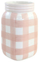 Tabletop Plaid Container Jar Dolomite Planter Utensil Holder A7000 Pink