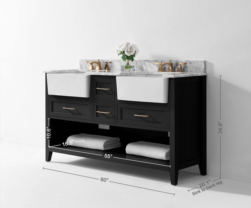 Hayley Bathroom Vanity Set, Black Onyx, 60"