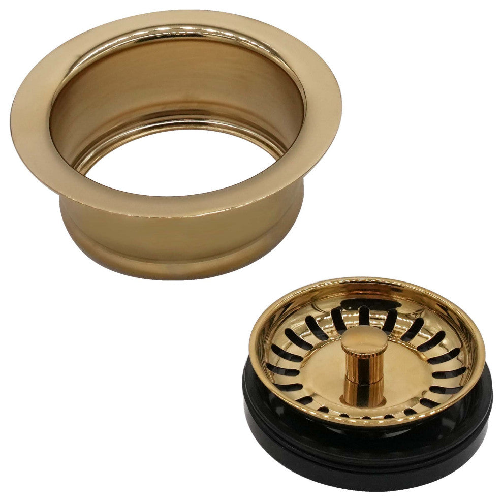 Insinkerator Style Extra-Deep Disposal Flange and Strainer, Polished Brass