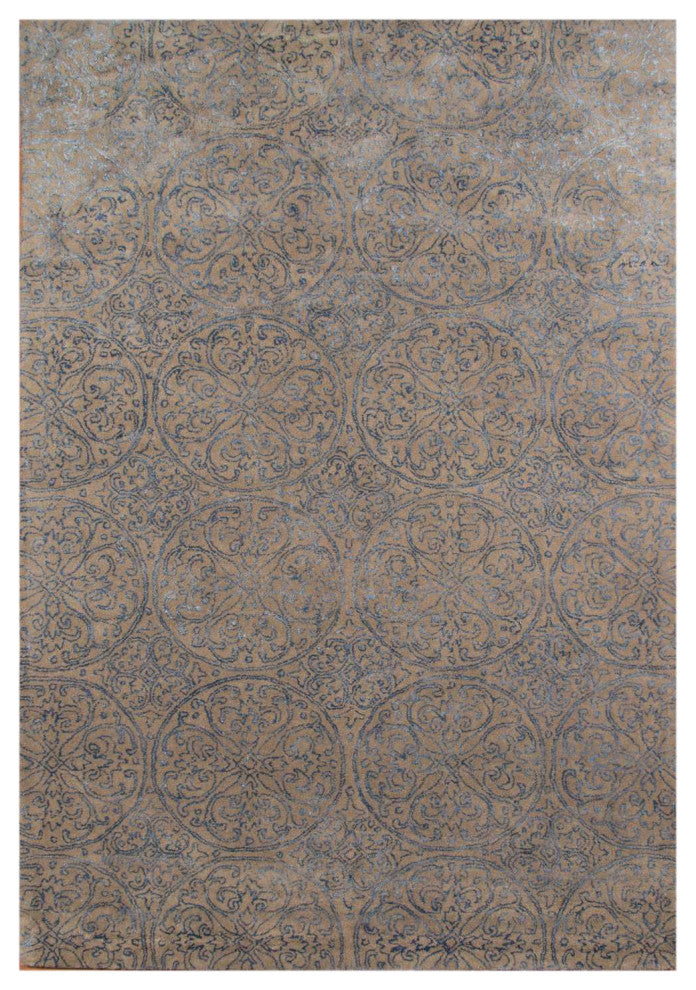 8" X11" X 0.5" Blue Wool Area Rug