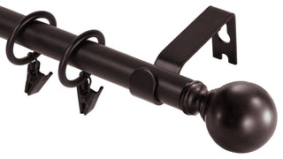 Ball Adjustable Single Curtain Rod Set With Rings, 5/8", Bronze, 48"-84"