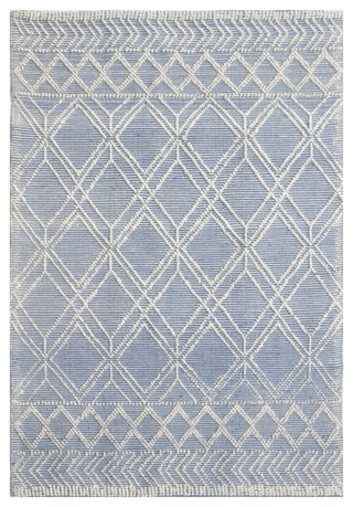 5' X 7' Blue and Ivory Geometric Handmade Area Rug