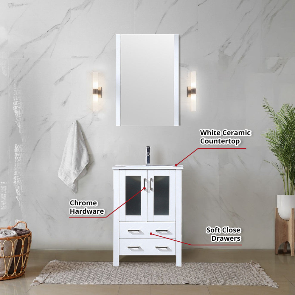 Volez Transitional White 24" Single Vanity Set