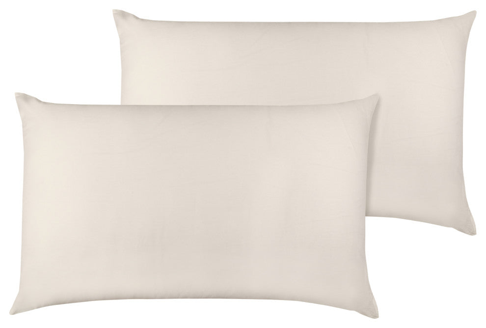 Organic Cotton Pillowcase Pair 300TC GOTS Certified, Ivory, Queen 21"x32"