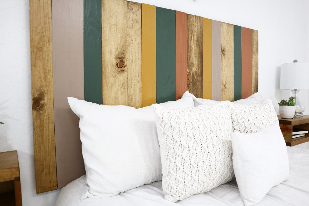 Handcrafted Headboard, Leaner Style, Earth Tone Mix, King