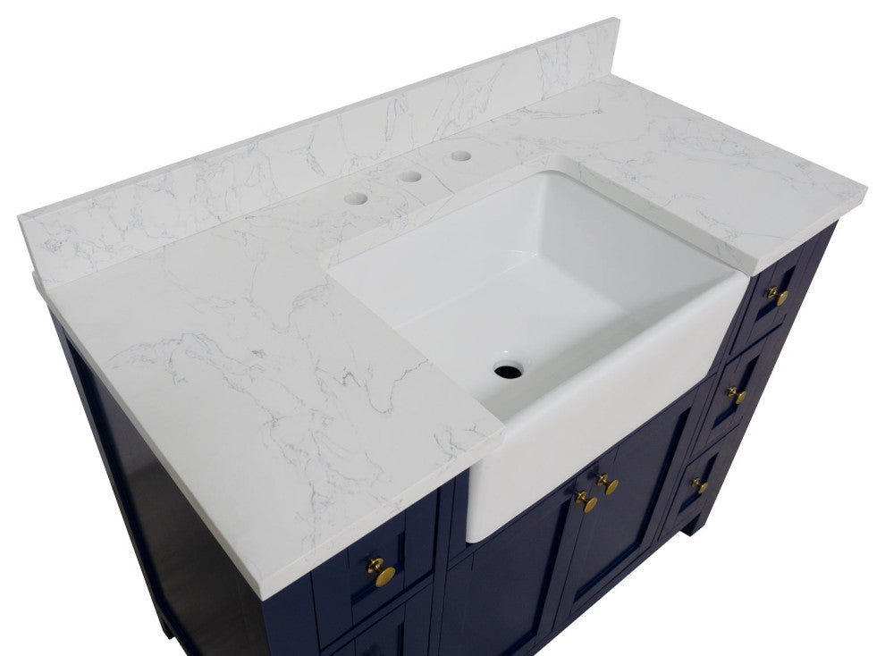Yorkshire 42" Bathroom Vanity, Royal Blue, Engineered Marble