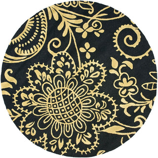 Safavieh Soho Soh832A Floral Rug, Black/Green, 6'0"x6'0" Square
