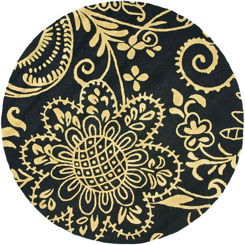 Safavieh Soho Soh832A Floral Rug, Black/Green, 6'0"x6'0" Square