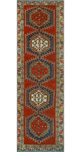 Fine Vintage Distressed Bagga Red/Beige Runner, 3'1x10'9