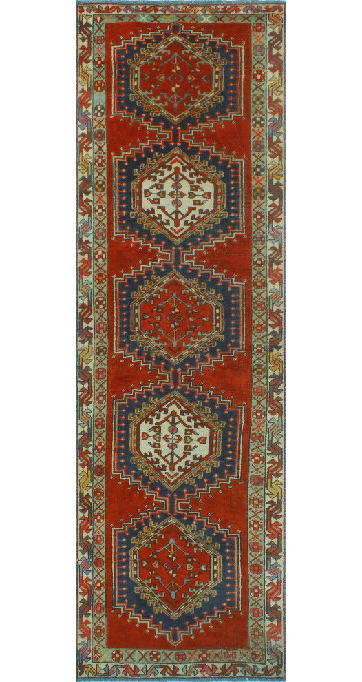 Fine Vintage Distressed Bagga Red/Beige Runner, 3'1x10'9