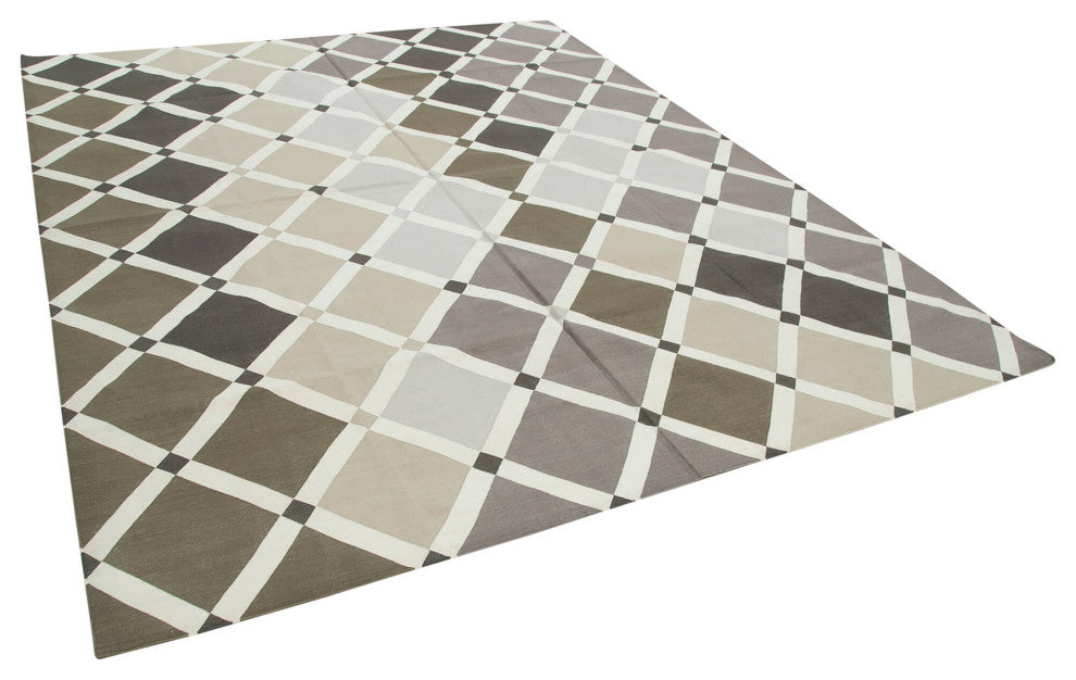 Rug N Carpet - Handmade Wool 7' 10'' x 10' 0'' Modern Design Dhurrie Kilim Rug