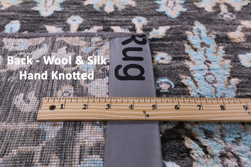 9' 0" X 12' 4" Persian Ziegler Wool and Silk Hand Knotted Rug Q11806