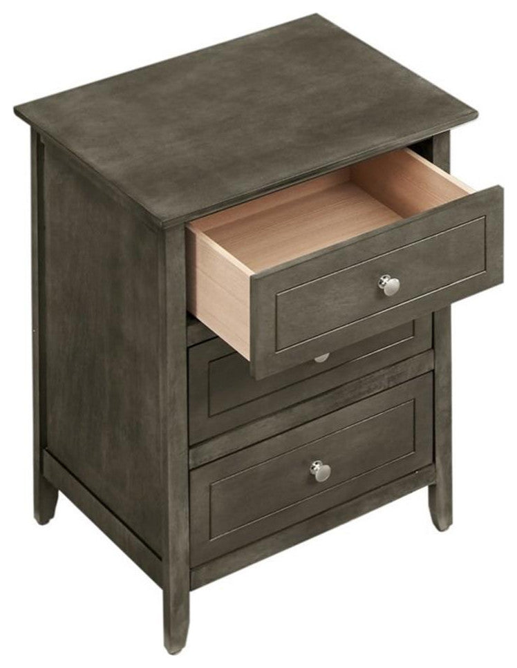 Glory Furniture Daniel 3 Drawer Nightstand in Gray