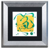 'Yellow Square On White' Matted Framed Art, Silver Frame, Black Matte, 11x11