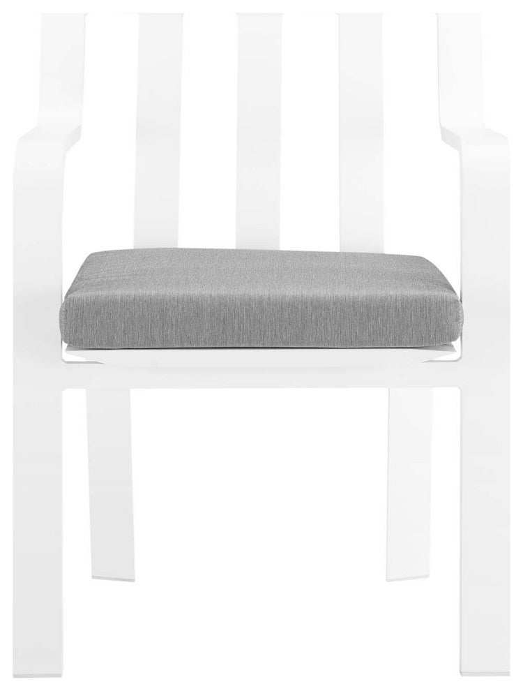 Lounge Chair Armchair, Set of 2, Aluminum, Metal, White Gray, Outdoor