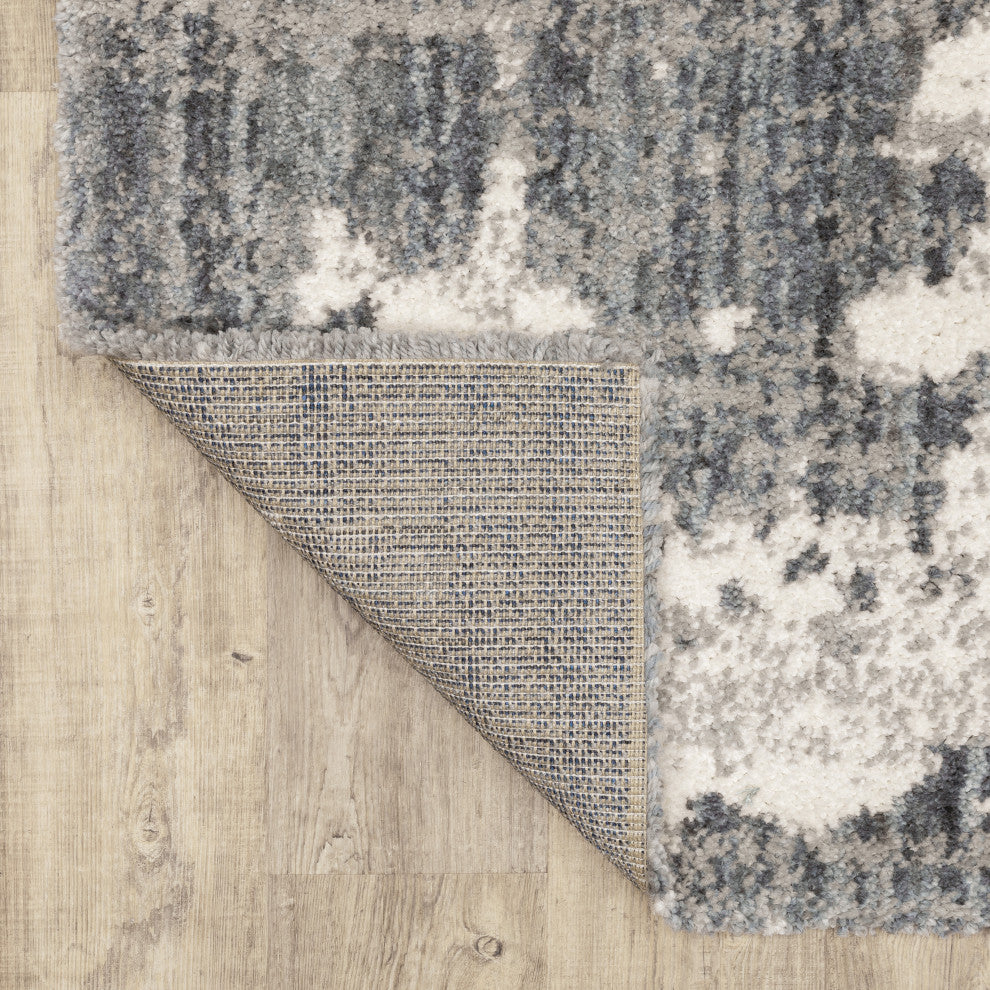Ashton Distressed Shag Grey/Ivory Area Rug, 6.7X9.6