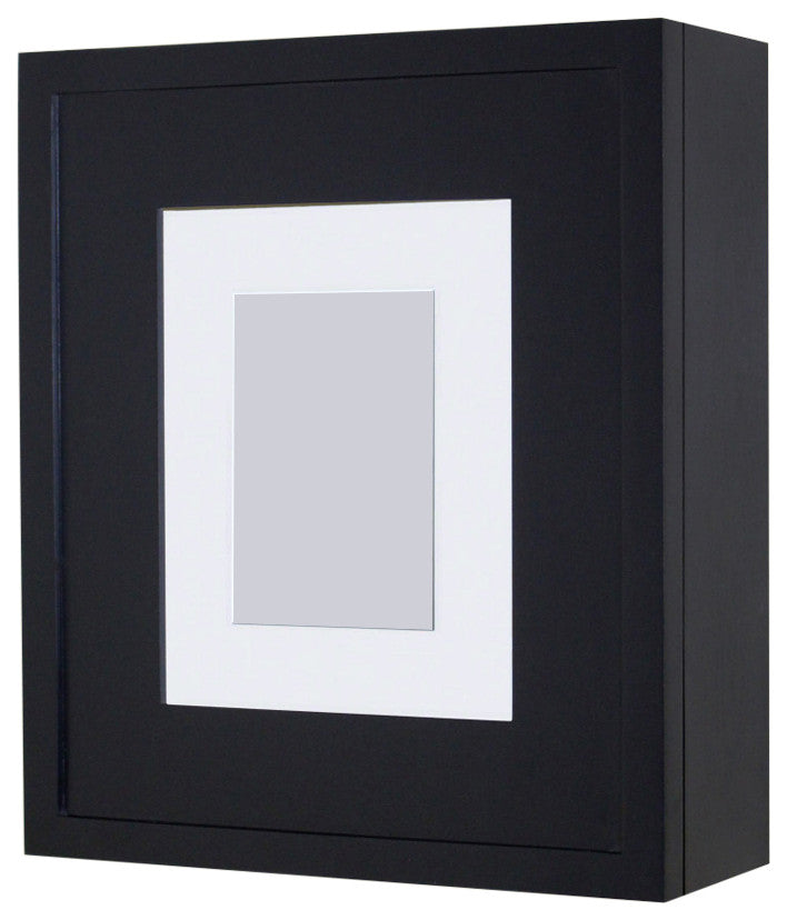 Compact Portrait Wall-Mount Picture Perfect Medicine Cabinets - 15-3/4"x13-3/4", Black