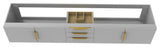 CastelloUSA Alpine 84" Wall Mounted Vanity, Base Only, Gray, Gold Handles