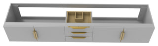 CastelloUSA Alpine 84" Wall Mounted Vanity, Base Only, Gray, Gold Handles