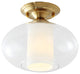 Modern 1-Light Transparent Glass Ceiling Light Gold Semi Flush Mount Light