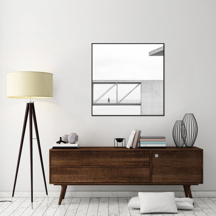 "Across The Bridge" Framed Canvas Giclee by Klaus Lenzen, 41x41"