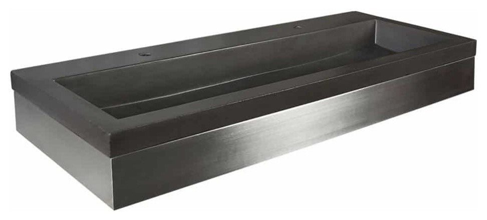 48" Zaca Vanity Base with NativeStone Trough in Slate