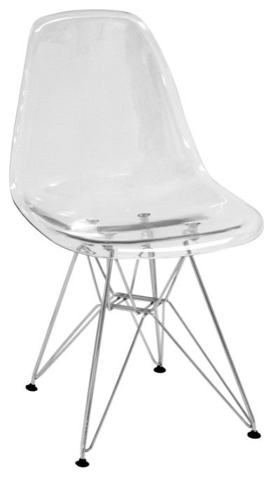 Paris Acrylic Dining Side Chair with Chrome Legs, Set of 4