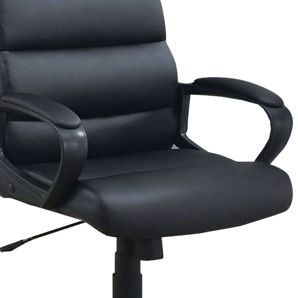 Benzara BM266480 Office Chair With Horizontally Tufted Padded Back, Black