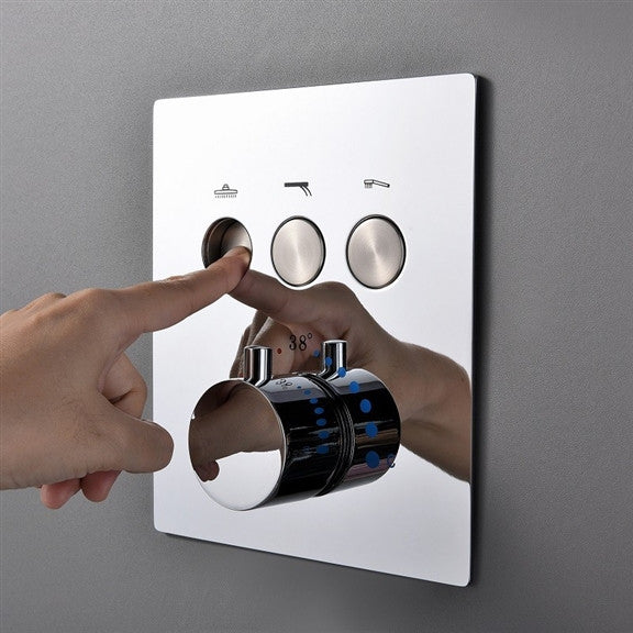 Chrome 20*40in Rainfall Shower System, Handheld Shower & 3 Body Jets, Non LED