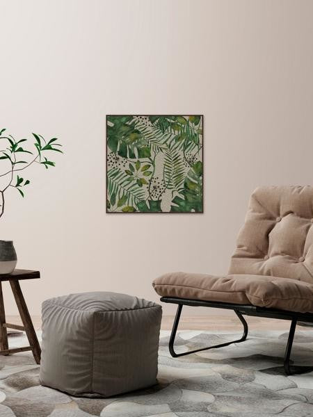"Hojas de Palma" Floater Framed Painting Print on Canvas, 48"x48"