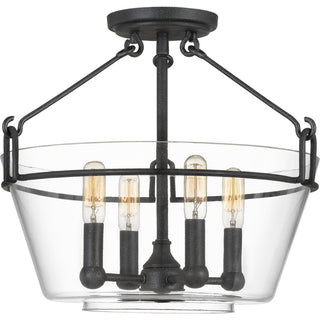 Quoizel WEL1717GK Four Light Semi-Flush Mount, Grey Ash Finish