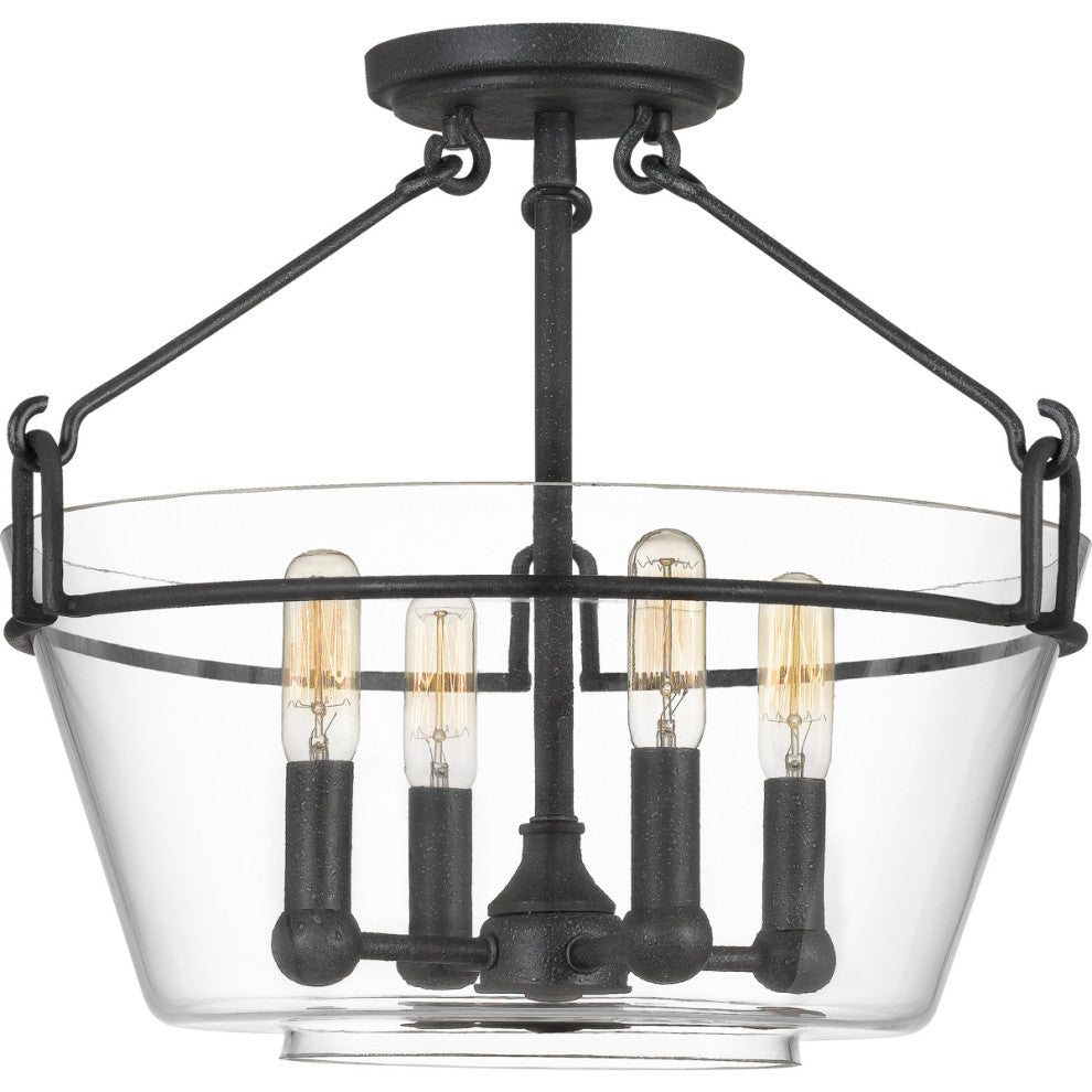 Quoizel WEL1717GK Four Light Semi-Flush Mount, Grey Ash Finish