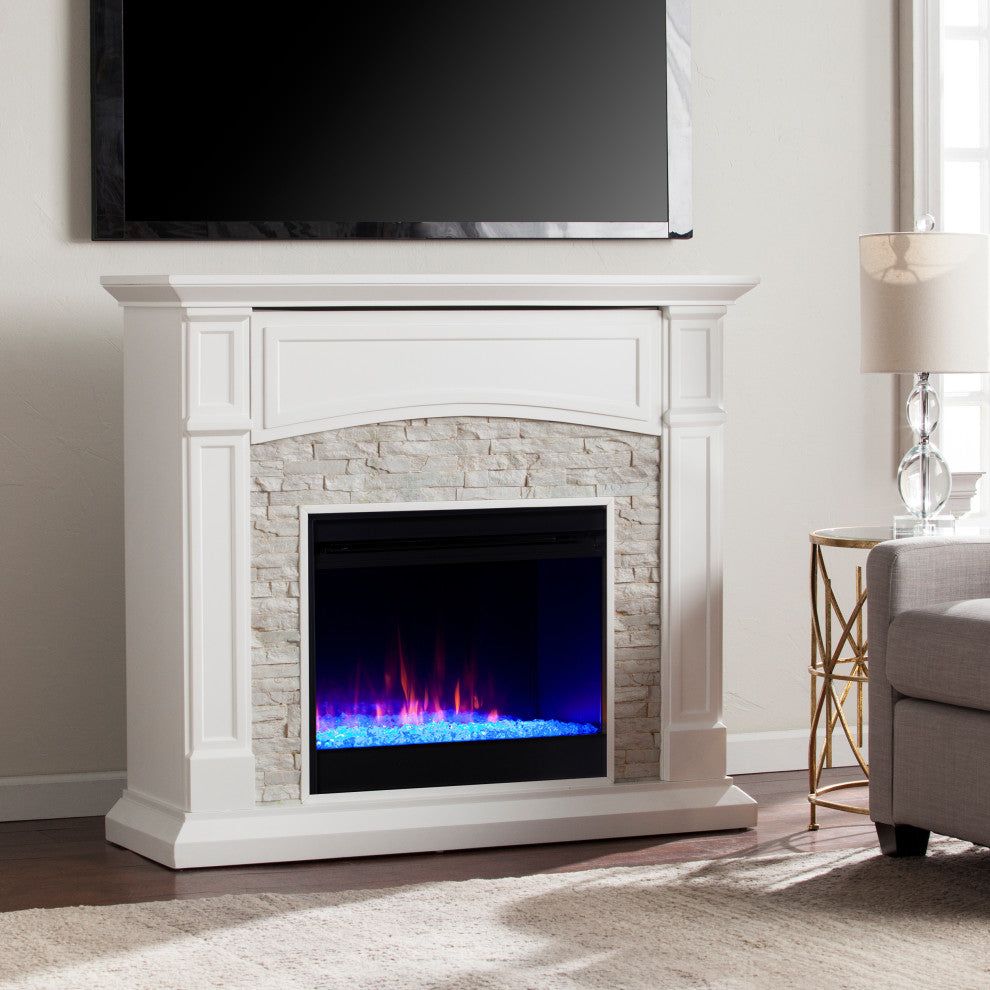 Savannah Color Changing Media Fireplace, White