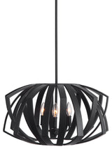 Uttermost Thales 3-Light Stainless Steel Geometric Pendant Light in Black