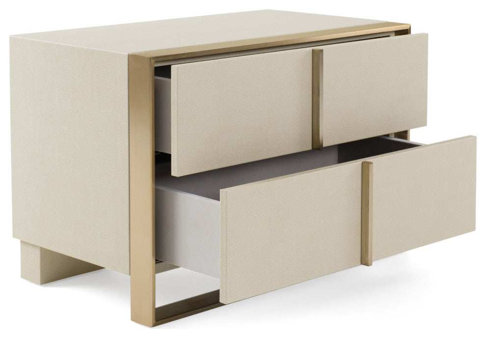 Cartier Beige Velvet + Brushed Brass 4-Piece Bedroom Set, California King