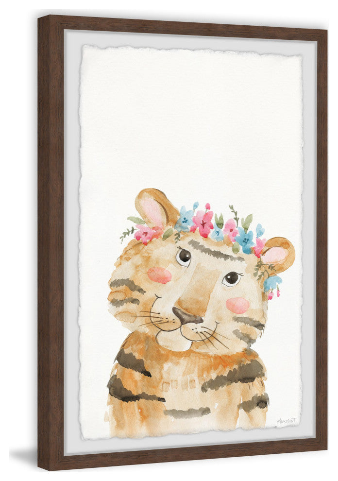 "Tiger With Flower Crown" Framed Painting Print, 16x24